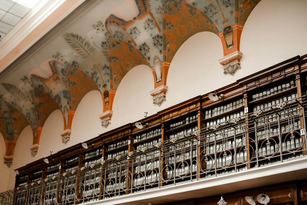 Archive shelves with boxes of historical documents