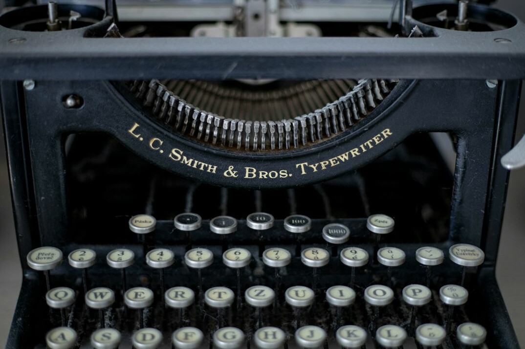 Vintage typewriter with advertising copy draft